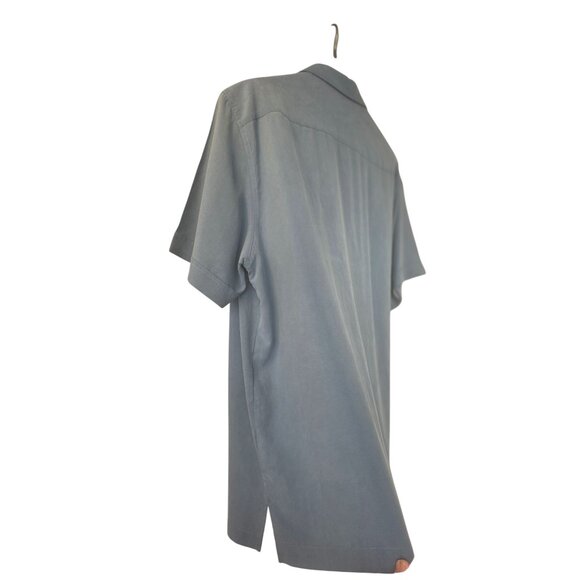 Nat Nast Y2K Silk Camp Shirt Men XL Rain Blue Black Embroider Retro Bowling Styl - Picture 6 of 13